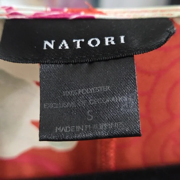 NATORI CAFTAN PINK ORANGE YELLOW ORIENTAL FLOWERS PAISLEY NIGHTGOWN LEISURE S - Picture 7 of 12
